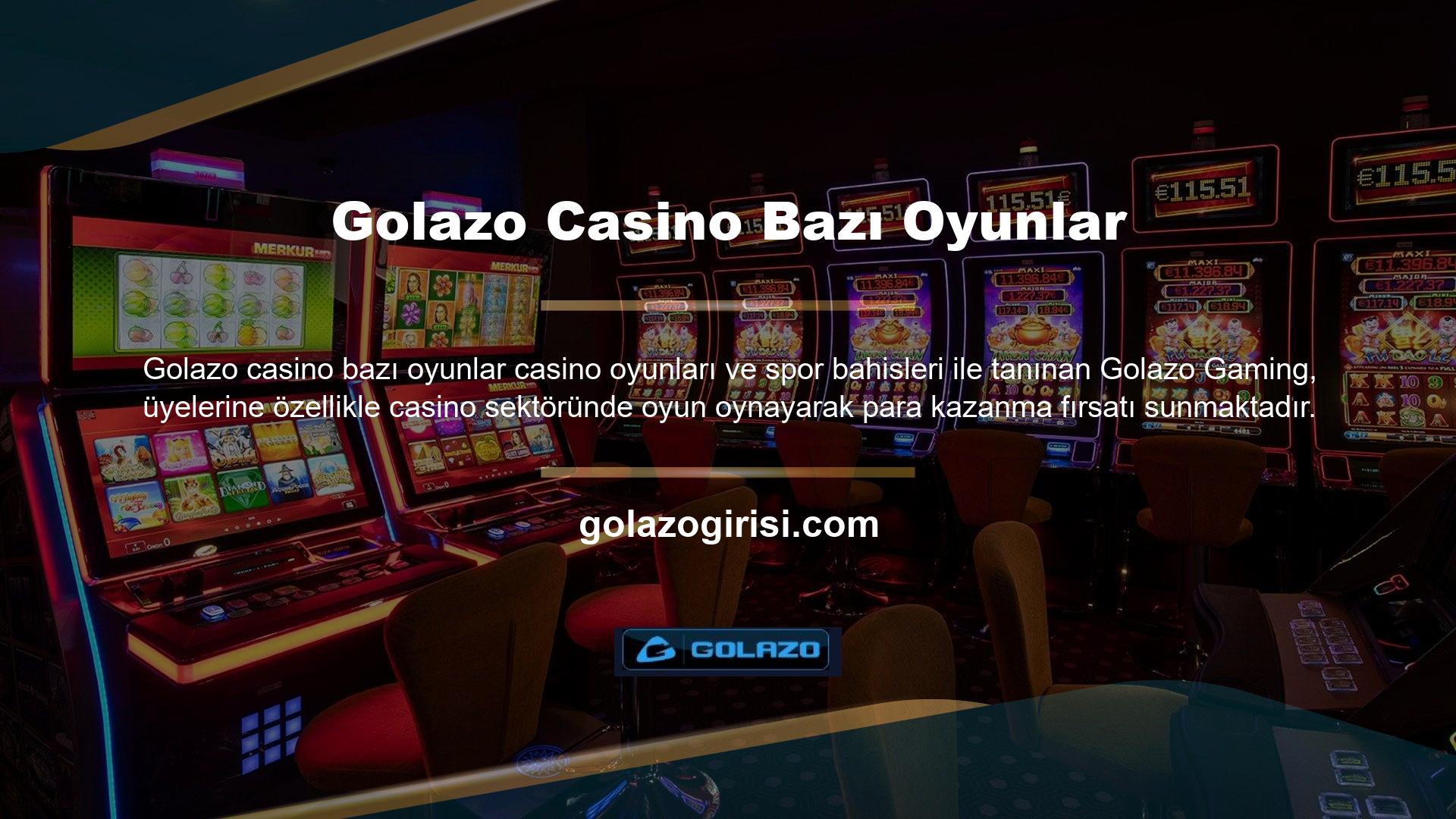 Casino oyunlarına ait rulet ve poker gibi masa oyunları, Golazo mevcut yüksek bahisli oyun türleridir